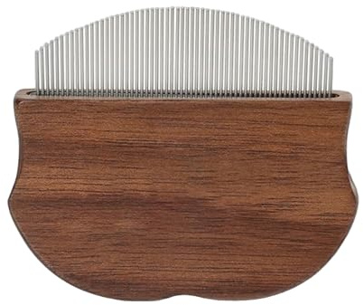 Hundekamm zum Ausfallen, Holz, gebogener Griff, Fellpflegebürste für Unterwolle, Gnat-Entferner für Reisen, kleine Rassen, Kaninchen, Baden, große Kätzchen