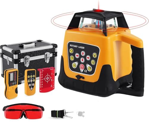 KayEsampra Self Leveling Rotary Laser, Red 360° Rotary Laser Level Kit with Receiver Remote Control