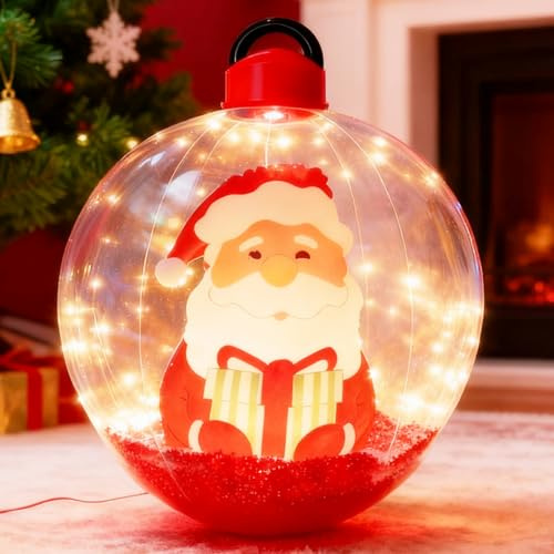 Bolas de Navidad hinchables de 60 cm, decoración de Navidad LED hinchable con mando a distancia, grandes bolas de Navidad para exteriores, decoración navideña para el patio y jardín