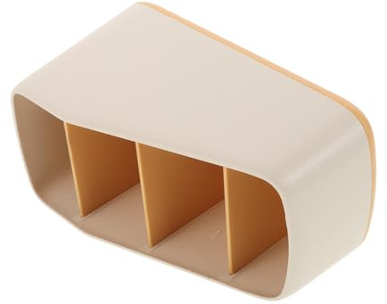 BAZEITFLOW Organizador Mando Distancia con Cuatro Compartimentos Caja de Plástico para Almacenamiento de Cosméticos y Objetos Cotidianos Diseño Color Amarillo para Oficina y Hogar