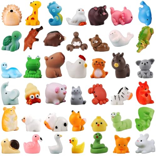 LAKPYN 42 PCS Mini Figurines, Objet Miniature, Mini Animaux Mini Ornements d'animaux en Résine, Ornements Animaux Mignons Ornements Créatifs, Accessoires De Décoration Micro-Paysage.
