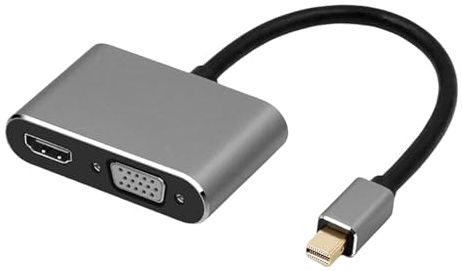 KAQNTUD Adaptateur HDMI VGA double sortie 4K1080P convertisseurs en aluminium pour ordinateur portable, PC, moniteurs, projecteurs vers HDMI VGA