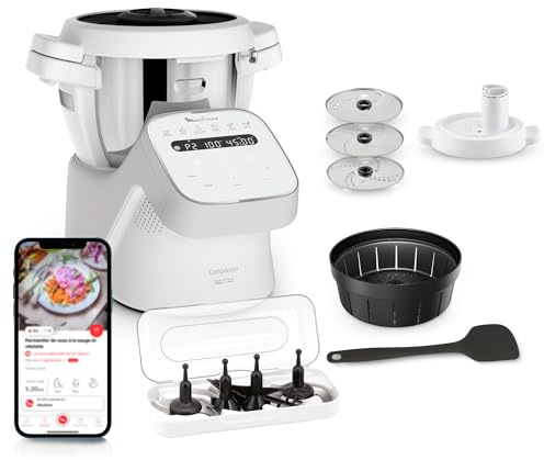 Moulinex - Companion Robot Cuiseur Capacité XL - 10 personnes - Gris | Robot cuiseur multifonction pour 10 personnes - Inclut un coupe legume électrique - 12 programmes automatiques - Mode manuel