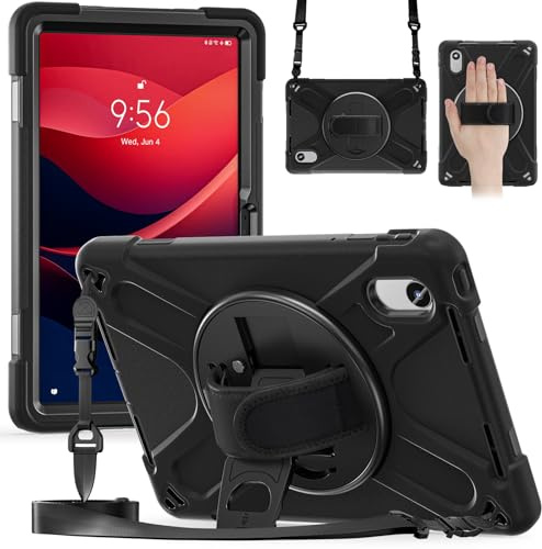 Custodia protettiva per Lenovo Tab M11 2024 TB-336FU/TB-335FU/TB-330FU/331FC/K11, resistente, robusta, antiurto, con tracolla, custodia protettiva per bambini in silicone (nero)