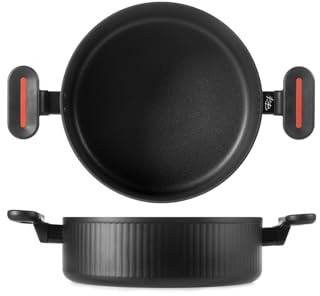 H&H by Bruno Barbieri, Tegame Antiaderente Voyage 24 cm – Rivestimento Pfluon, Design Elegante, Adatto per Induzione