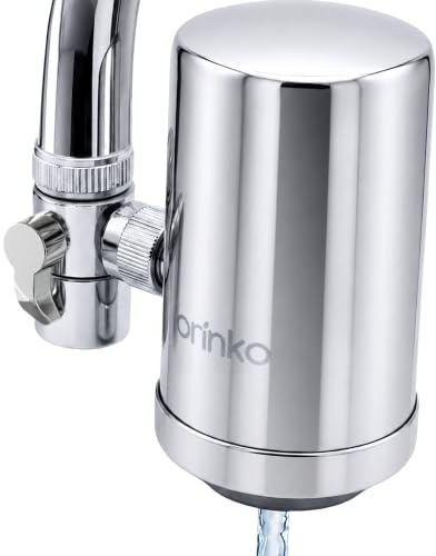 ORINKO Filtre à Eau pour Robinet Universel – Filtre Anti Calcaire, Chlore et Plomb - Purificateur d’Eau Potable 2L/min avec Cartouche Remplaçable – Système De Filtration à Charbon Actif pour Cuisine