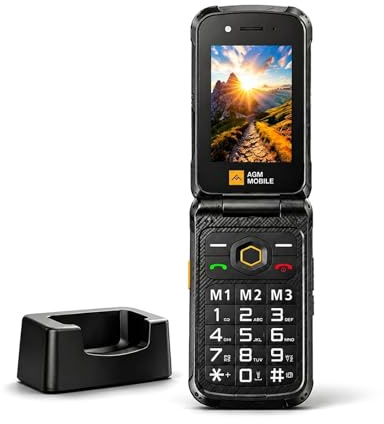 AGM M8 Rugged Flip Phone, 4G Feature Cell Phone with 104dB Speaker, Waterproof & Drop-Proof, SOS Side Key, Speed Dial, Large Keypad & Fonts, Dual SIM, for T-Mobile Only