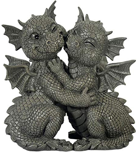 MC Gartenfigur Gartendrache - Modell Liebespaar - Fantasy Figur Deko Drache Garten