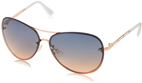 TAHARI womens Th651 Metal UV Protective Crystal Aviator Women s Sunglasses Wear Year Round Elegant Gifts for Women 63, Rose Gold & White, 63 mm US