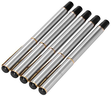 Business Kugelschreiber 0.5mm 5 Stück Tintenroller Schreibstift Schreibfarbe Schwarz Metall Stifte Gelschreiber Gelstifte mit Clip für Unterschrift Büro Haushalt Konferenz Notizen Silber
