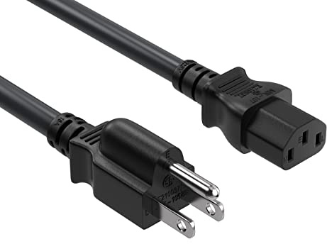Cable Leader 2ft 18 AWG Universal Power Cord IEC320 C13 to NEMA 5-15P, Extension Power Cord, Compatible with Computers, Monitors, Printers & TVs, Black