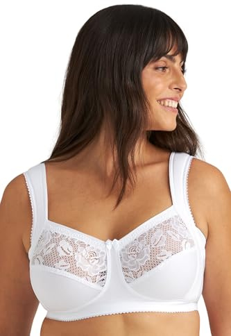 Miss Mary of Sweden Lovely Lace Support Non-Wired Comfort Cotton Bra White