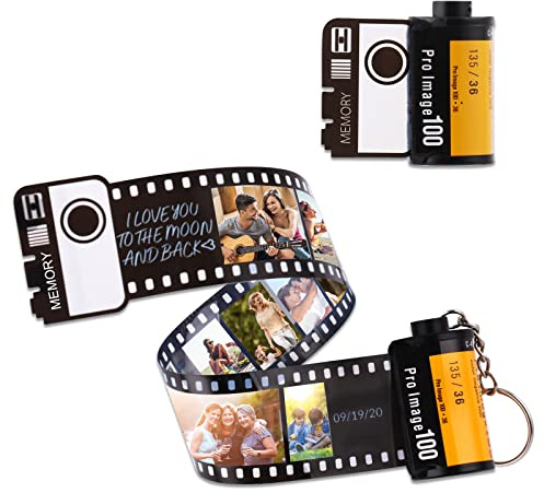 OXYEFEI Personalisiert Foto Filmrolle Schlüsselanhänger, 5 Foto Schlüsselanhänger Personalisiert mit Foto & Text,Einzigartiges Weihnachtsgeburtstagsgeschenk für die Liebe,Für Papa Mama Liebhaber