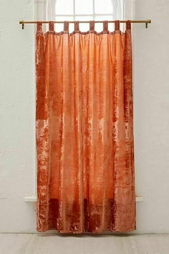 Rajbhoomi Velvet Window Door Curtains/Panels- Velvet Fabric Room Darkening Window Door darpes Tab Top Curtains Panels Red Color (L82 X W42 inches)