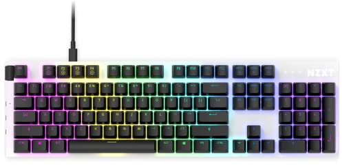 NZXT Function 2022 Mechanische PC Gaming Tastatur - beleuchtet - lineare RGB Schalter - MX kompatible Schalter - Hot Swap - Robustes Aluminium Cover - Mechanical Gaming Keyboard | DE (QWERTZ) Weiß