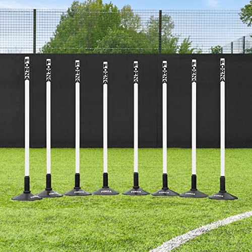 FORZA Fußball Slalomstangen | 1 m Höhe & 34 mm Dicke | 8er-Set | Optionale Gummibasen (Mit Gummibasen, 100 cm | Weiß)