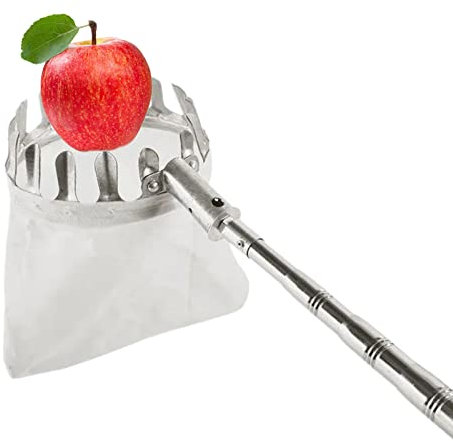 Obstpflücker, 3M/9,8 FT Obstsammler mit Leichter Edelstahl-Teleskopstange, Professionelles Obsternter für die Ernte von Äpfeln, Birnen, Zitronen, Kirschen und Zitrusfrüchten