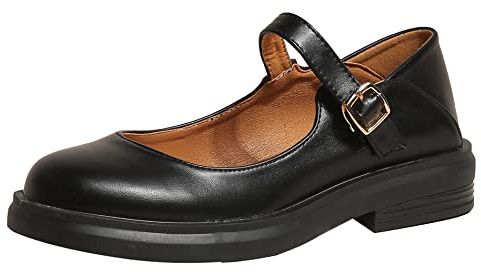 Scarpe Mary Jane da Donna con Tacco Largo, Pompe a Basso Tacco Punta Rotonda Fibbia Quotidiana Scarpe Semplici Scarpe da Festa, Numero 33-43