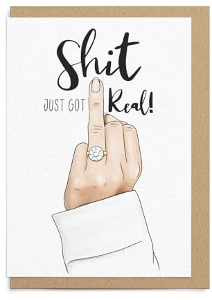 Sketchy Print Co Lustige Hochzeits- und Verlobungskarte – It Just Got Real – für Freund oder Verlobte
