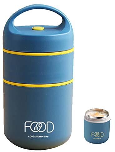 en verre alimentaire | Boîte à déjeuner isotherme empilable à 2 étages en acier inoxydable – Rangement réutilisable et anti-fuite pour le déjeuner en acier inoxydable