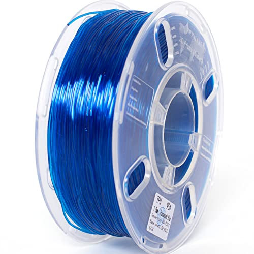 PRILINE TPU Filament, PRILINE High Flow/High Speed Printing 95A TPU Flexible Soft 3D Printer Filament 1KG 1.75mm Spool,Support Fast Printing, Transparent Blue