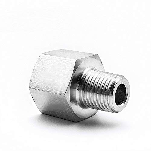 M10/14/20 1/8 1/4 3/8 1/2 BSP NPT Female Male Stainlessl Reducer Bushing Pipe Fitting Connector Coupler High Pressure Gauge (Size : 1/8 BSPP Female_3/8 BSPT Male)