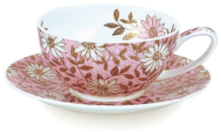 Dunoon Nuovo - Taza de té y platillo con detalles dorados