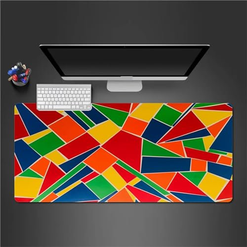 QiHon Gaming Mauspad XXL Rot Geometrisch Großes Mauspad Schreibtischauflage mit Vernähte Kanten Einer speziellen Oberfläche verbessert Geschwindigkeit und Präzision 1200x600x2mm