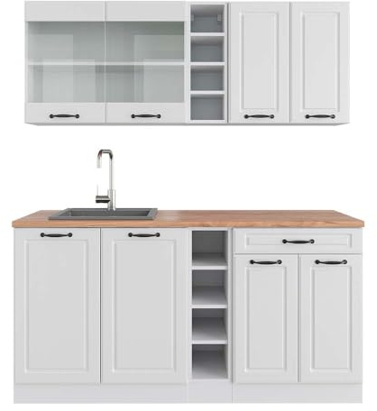Vicco Singleküche R-Line, Weiß Landhaus/Weiß, 160 cm