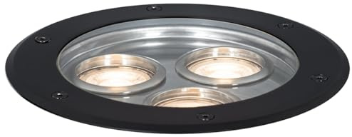 Qazqa Modern Outdoor Ground Spotlight, groundlight for Garden - tribus - Black, max. 35W, gu10, 19.8cm, IP65, Round, 3-Way