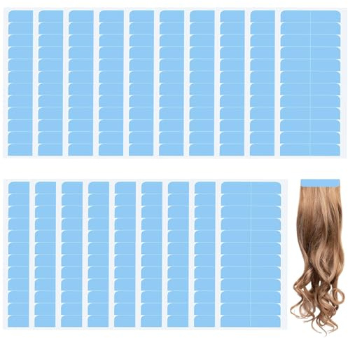 LFCFBH 240 PCS/20 Sheets Hair Extension Tapes, Double Sided tapes for Hair Extensions, Adhesive Replacement Tape Extension Tabs (Blue)