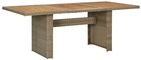 Bulliing Garten-Esstisch Terrassentisch Dining Table Tisch Outdoor GartenmöBel Gartentisch Wetterfest Braun 200x100x74 cm Poly Rattan