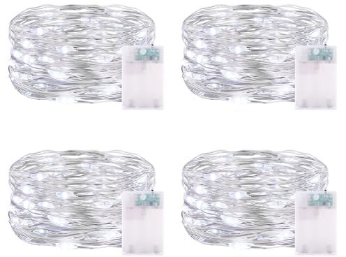 LED Lichterkette Batterie mit Timer, 4 x 50er Micro LED Lichterkette, Wasserdichte Mini Lichterkette mit Batterie für Party, Weihnachten, Halloween, Hochzeit Deko