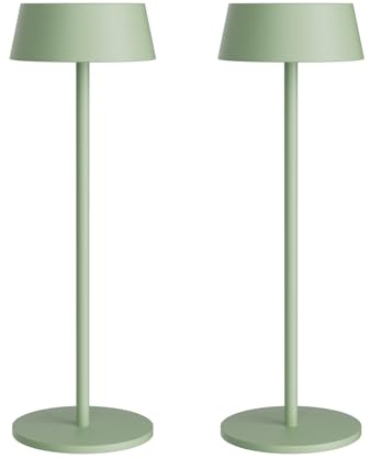 K-Bright 2 Stück LED Akku Tischleuchte 32.5cm aus Aluminium Grün