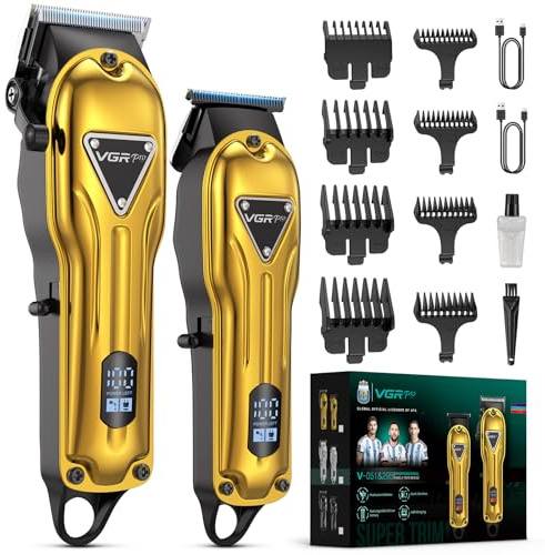 VGRPRO Tagliacapelli Uomo, Kit senza Fili con Tagliacapelli e Trimmer capelli, Batteria a Lunga Durata, Macchinetta per capelli Elettrica per Uso Familiare Barbiere (Oro)