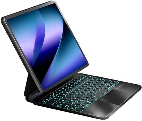 NOKBABO for iPad Air 11 inch case with Keyboard 2024 (M2), Magic-Stand, 7-Color Backlit, Magic Keyboard for iPad Pro 11 (4th/3rd/2nd/1st) & iPad Air 10.9 inch 6th/5th/4th- Matt Black