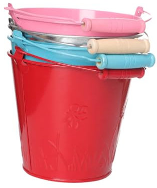 PRETYZOOM 2 Juegos Cubo De Hierro Portatil Pequeño Cubo De Trapeador Maceteros Colgantes para Plantas De Interior Decoración Casa Olla Hierro Decoración del Hogar Mini Cubo Madera 4 Uds * 2