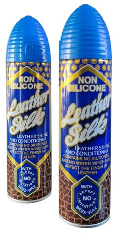 2 x 225ml Approved Leather Silk Shine and Conditioner, no silicones, with Bees Wax. Ideal for use on leather Sofas, Footwear, Car Seats, Handbags, Furniture and more. Non Silicone and no water.