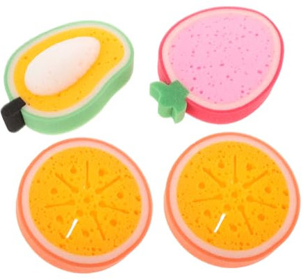 MOBUTOFU 4stücke Teiliges Cartoon Obst Küchenschwämme Dicke Saugfähige Spülschwämme Vielseitig Für Geschirr Tische Langlebig Schnelltrocknend Süßorangen Erdbeere Mango Waschbar