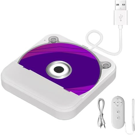 Bekasa Portable CD Player for Car, External Car CD Player USB Plug and Play Personal CD Player with AUX Ports for Car, Office, Home Universal External CD Drive for Car, Laptop, Computer