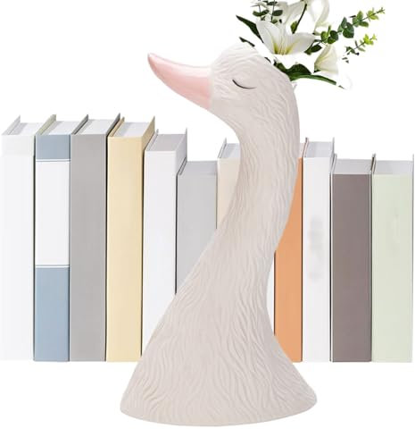 Ruwshuuk Vase décoratif, vases pour décor,Swan Figurine White Planter Pot Mignon - Ornements de Chambre à Domicile, Sculpture de Table en céramique pour la bibliothèque