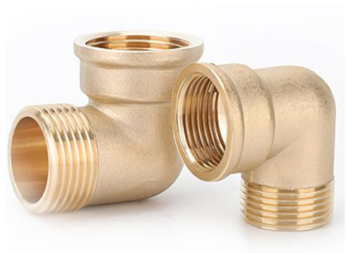 MEISO 2 Piezas Codo de 90 Grados de Latón, Ángulo de Tubería de 3/4 Pulgadas - 3/4 IG/AG, Ø25 mm Rosca Interna × Rosca Externa, Ángulo de Latón para Conexión de Tubería, Accesorios Sanitarios