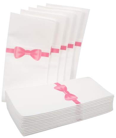 MAGICLULU 50pcs Hotel Restaurant Disposable Cutlery Pad Pocket Napkins Bow Open Type Compact for Easy Storage