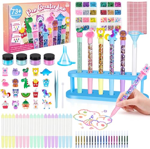 Kazzley Fabrique a Stylo avec 73+ PCS, Atelier des Stylos de 20 Stylos avec 40 Recharges Colorées, Loisir Creatif Enfant, Activite Manuelle Enfants 5-12 Ans, Idée Cadeau Fille Garcon 4 6 7 8 Ans