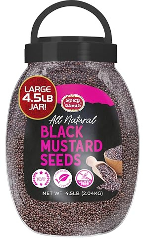 Black Mustard Seeds Whole 4.5 LB Bulk Jar - All Natural, Gluten Free, 100% Pure, Robust Flavor - by Spicy World