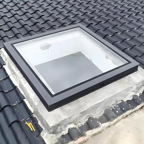 Skylight Roof Window for Home, Ventilated Roof Skylight for Flat Roof with Double Tempered Glass & Aluminum Alloy Frame, Skylights for Attic, Kitchen, Bathroom, Corridor, Bedroom, Sunroom (27.5in)