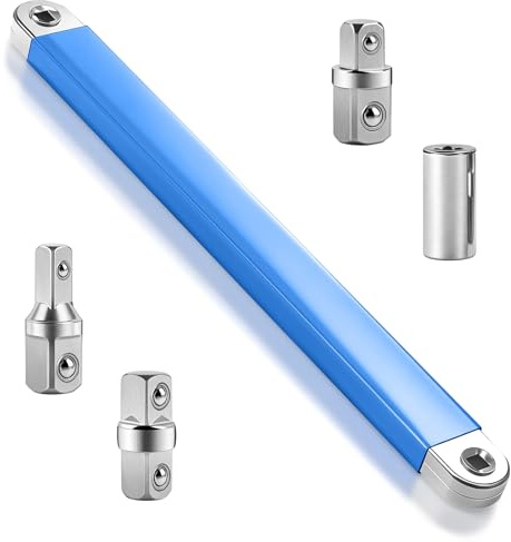 Clé Extension Décalée avec Adaptateurs Entraînement Carrés, Ensemble Rallonge Cliquet, Clé Acier Carbone Universelle, Clés Portée Serrée Multifonctionnelle pour Espace Confiné (1/2, 1/4, 3/8)