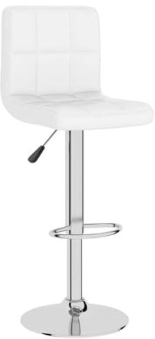 Silla de Maquillaje Taburete de Bar Ajustable en Altura Piel Sintética Fácil de Limpiar, Rotativa 360°, Estructura de Acero Cromado para Cosmética, Bar Cocina