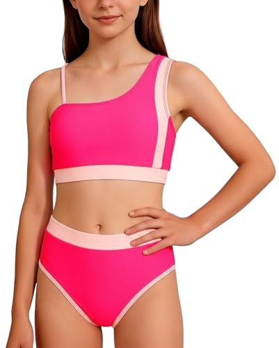 Happy Cherry - Conjunto de Bikinis Niña 2 Piezas Tankini Traje de Baño Niñas Deportivos Bañador Verano para Natación Playa Surf Ropa de Baño Chica con Top Braguita - 9-16 Años