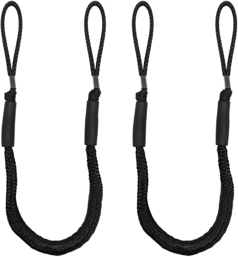 NewDoar 2er-Pack Bungee Dock Line, Festmacherseil Boot, Bootsanleger Ankerleine mit seitlichen Schaumstoff Schwimmern für Kanu, Segelboote, Kajaks, Holzboote, Surfbretter Bootszubehör(4 Fuß, Schwarz)